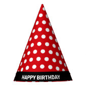 White Polka Dots on Red Happy Birthday Feesthoedjes (Voorkant)