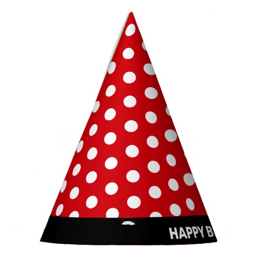 White Polka Dots on Red Happy Birthday Feesthoedjes (Links)