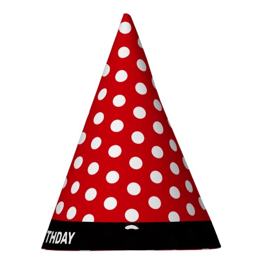 White Polka Dots on Red Happy Birthday Feesthoedjes (Rechts)