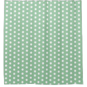 White Polka Dots on Sage Green  Douchegordijn (Voorkant)
