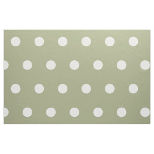 White Polka Dots on Sage Green Stof