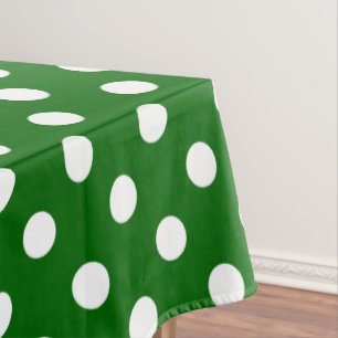 White Polka Dots on School Days Green Tafelkleed