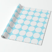 White Polka Dots on Summer Sky Blue Cadeaupapier (Uitgerold)