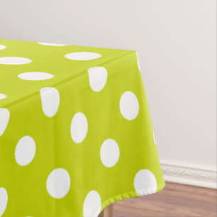 White Polka Dots on Tropical Limoen Tafelkleed