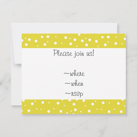 White Polka Dots on Yellow Kaart (Achterkant)