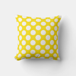 White Polka Dots on Yellow Throw Pillow Kussen