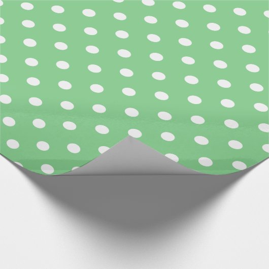 White Polka Dots on Zee Green Cadeaupapier (Hoek)