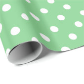 White Polka Dots on Zee Green Cadeaupapier (Rol Hoek)