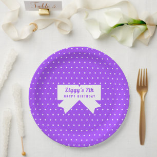 White Polka Dots Paars Paper Bord