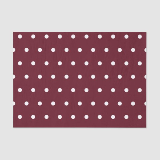 White Polka Dots Pattern on Autumn Burgundy Tissuepapier (Voorkant)