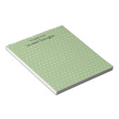 White Polka Dots Pattern on Pastel Green Custom Notitieblok (Schuin)