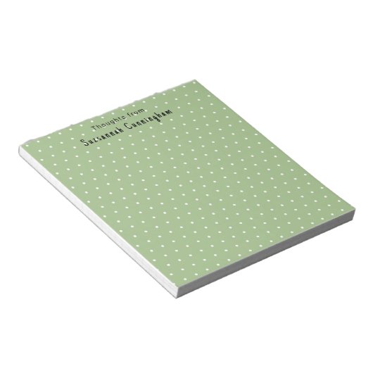 White Polka Dots Pattern on Pastel Green Custom Notitieblok (Schuin)