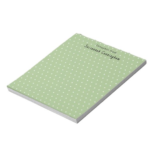White Polka Dots Pattern on Pastel Green Custom Notitieblok (Linkerzijde)