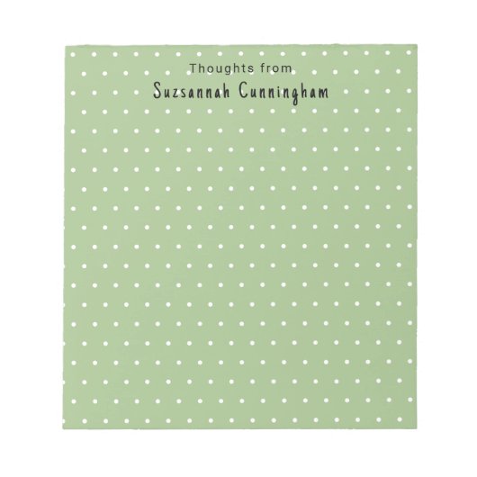 White Polka Dots Pattern on Pastel Green Custom Notitieblok (Voorkant)