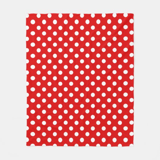 White Polka Dots Pattern on Red Background Fleece Deken (Voorkant)