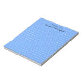 White Polka Dots Pattern op Pastel Blue Custom Notitieblok (Linkerzijde)