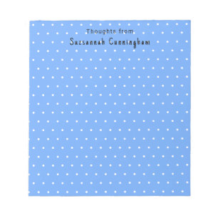 White Polka Dots Pattern op Pastel Blue Custom Notitieblok