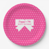 White Polka Dots Pink Paper Bord (Voorkant)