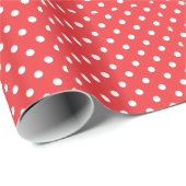White Polka Dots Red Achtergrond Cadeaupapier (Rol Hoek)