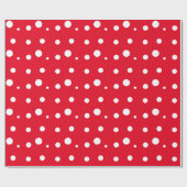 White Polka Dots Red kleur Cadeaupapier (Vlak)