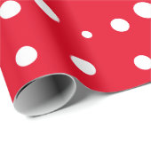 White Polka Dots Red kleur Cadeaupapier (Rol Hoek)