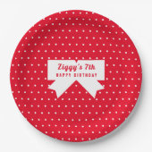 White Polka Dots Red Paper Bord (Voorkant)