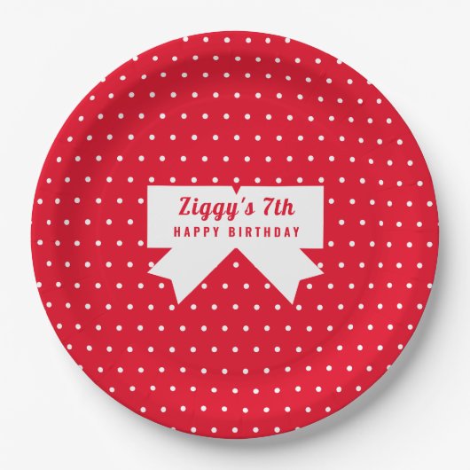 White Polka Dots Red Paper Bord (Voorkant)