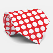 White Polka Dots Red Stropdas (Opgerold)