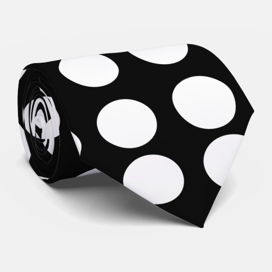 White Polka Dots Stropdas (Opgerold)