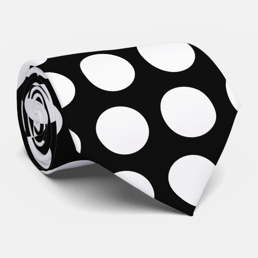 White Polka Dots Stropdas (Opgerold)