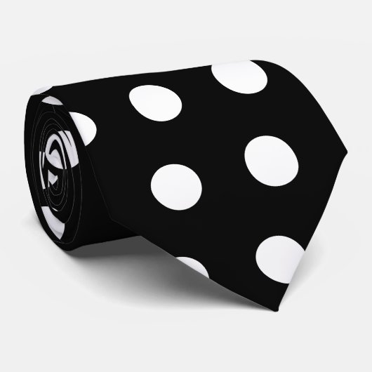 White Polka Dots Stropdas (Opgerold)