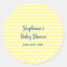 White Polka Dots Yellow Blue Boy Baby shower