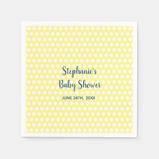 White Polka Dots Yellow Blue Boy Baby shower Servet (Voorkant)