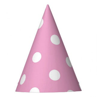 White Polka on Pink Party Hat Feesthoedjes