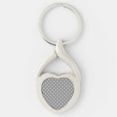 White polka stipmedium op grijs sleutelhanger (Voorkant)