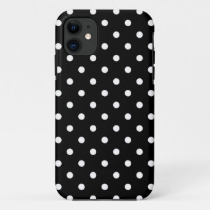 White polka stipmedium op zwart Case-Mate iPhone case