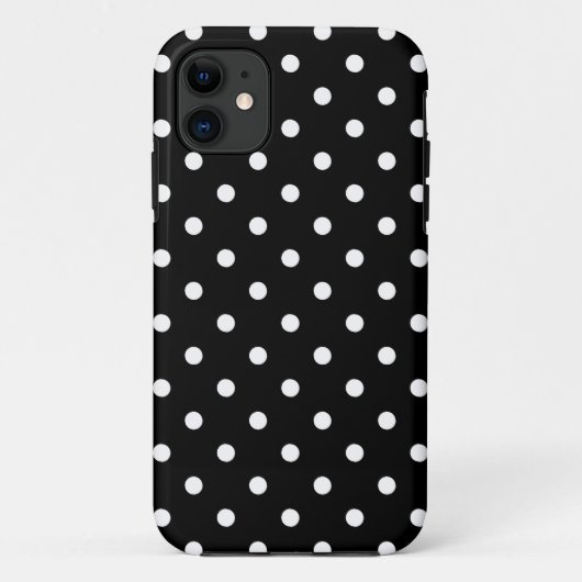 White polka stipmedium op zwart Case-Mate iPhone case (Achterkant)