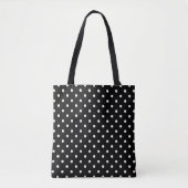 White polka stipmedium op zwart tote bag (Voorkant)