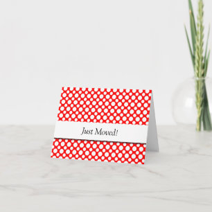White Polka-Stippen op Red New Address Card Aankondiging