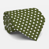 White Polkadots Army Green Stropdas Cheap & Elegan (Opgerold)