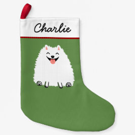 White Pomeranian Cartoon Dog Cute Pommie Xmas Kleine Kerstsok
