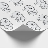 White Pomeranian Cute Cartoon Dog Pattern Cadeaupapier (Hoek)