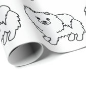 White Pomeranian Cute Cartoon Dog Pattern Cadeaupapier (Rol Hoek)