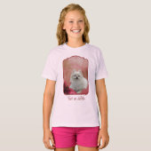 White Pomeranian Dog Lily Flowers Animal Art T-shirt (Voorkant volledig)