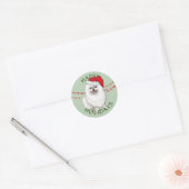 White Pomeranian Dog Santa Hat Prettige feestdagen Ronde Sticker (Envelop)