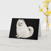 White Pomeranian Dog Wenskaart Kaart (Gele Bloem)