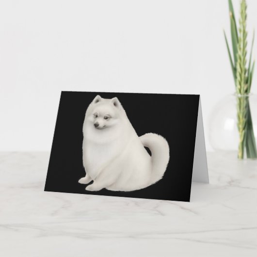 White Pomeranian Dog Wenskaart Kaart (Voorkant)