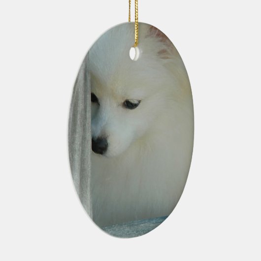 White Pomeranian Keramisch Ornament (Rechts)