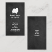 White Pomeranian Silhouette - Chalkboardstijl Visitekaartje (Voorkant / Achterkant)