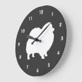 White Pomeranian Silhouette Grote Klok (Hoek)